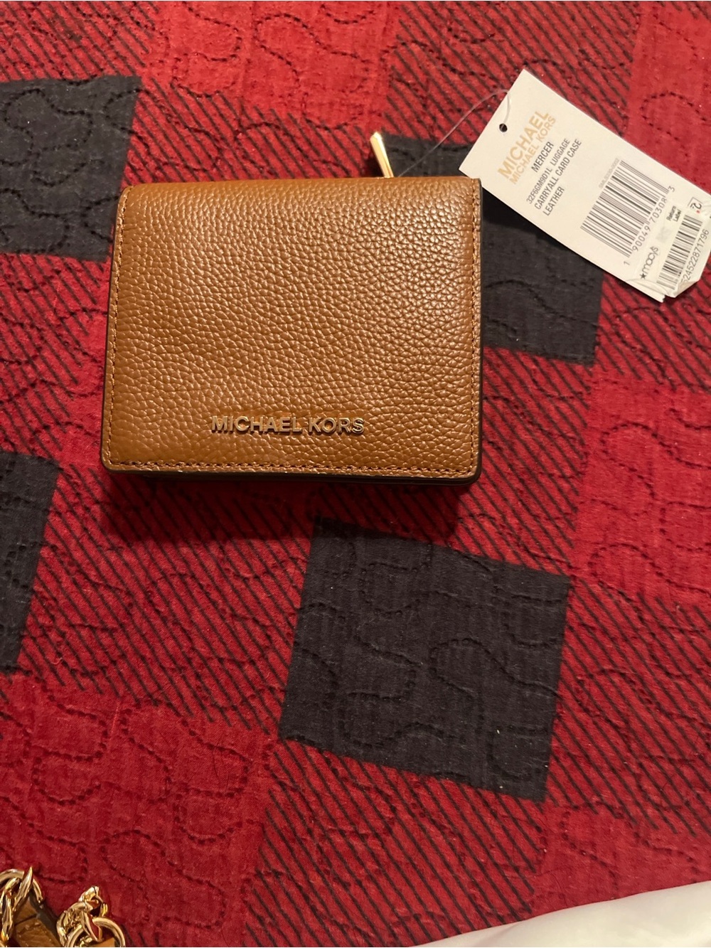 Michael Kors Women’s Tan Pebbled Leather Card Case